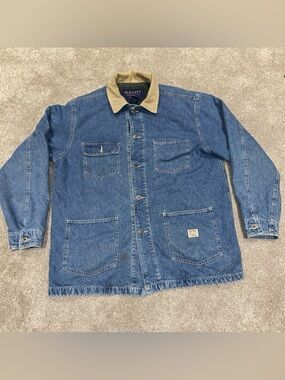 Vintage Old Navy Denim Blanket Lined Chore Coat Men's M Corduroy Collar